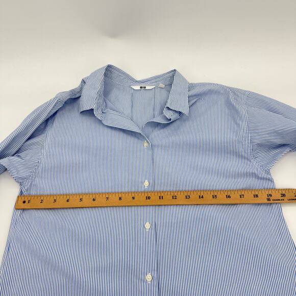 UNIQLO Womens Preppy Striped Cotton Button Up Shirt Size M Long Sleeve Career - Picture 7 of 8